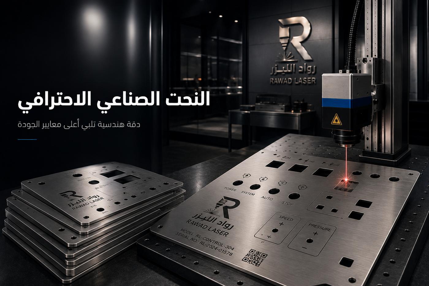 حفر ونقش صناعي على لوحات معدنية بالفايبر ليزر